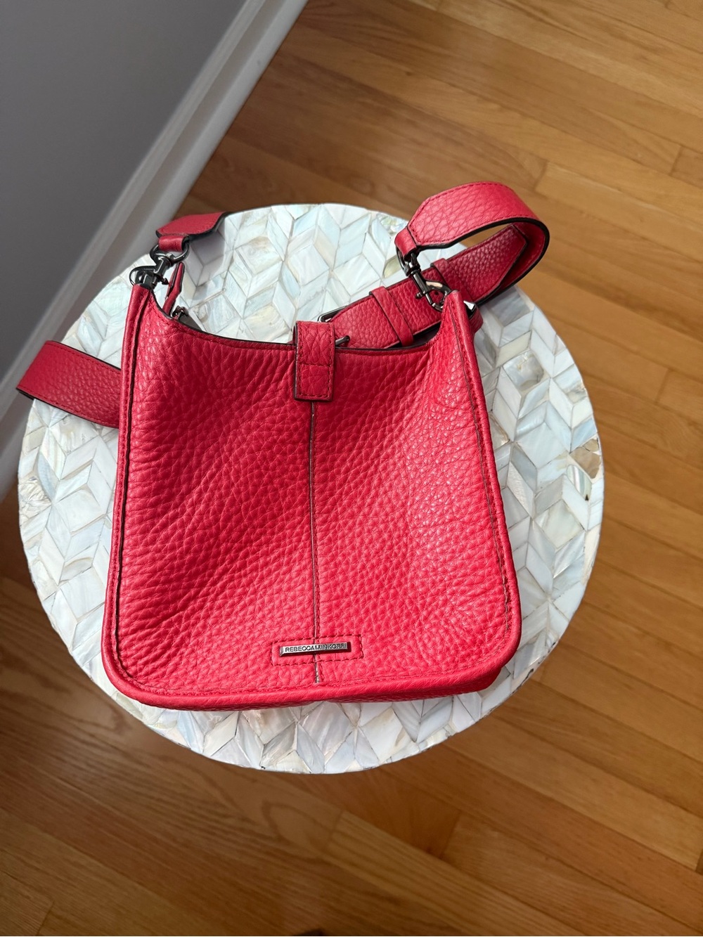 Rebecca Minkoff Red Pebbled Leather Crossbody Bag - Picture 1 of 2